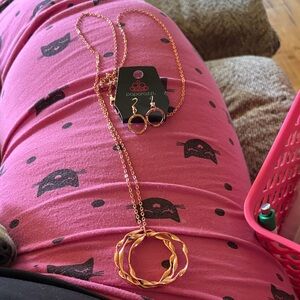 Paparazzi Twisted Gold Necklace and Earring Set
